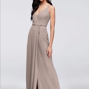 Tan Floor Length Wrap Dress